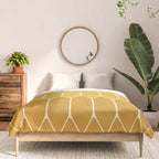 Minimalist Geometric Long Honeycomb Two-Toned Pattern in Light and Dark Mustard Comforter Gallery Image 3