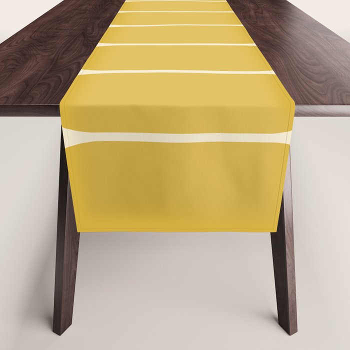 Minimalist Geometric Long Honeycomb Two-Toned Pattern in Light and Dark Mustard Table Runner Gallery Image 1