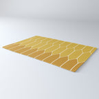Minimalist Geometric Long Honeycomb Two-Toned Pattern in Light and Dark Mustard Rug Gallery Image 3