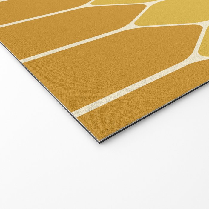 Minimalist Geometric Long Honeycomb Two-Toned Pattern in Light and Dark Mustard Welcome Mat Gallery Image 2
