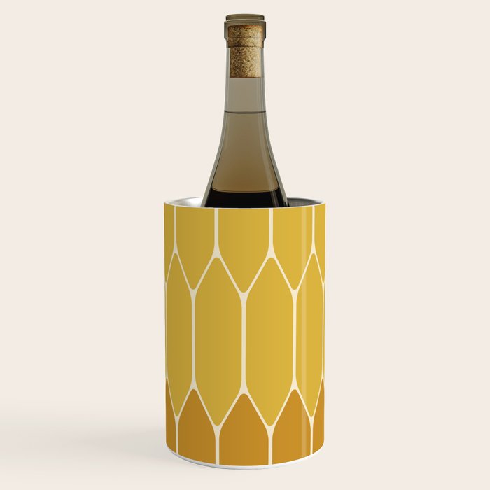 Minimalist Geometric Long Honeycomb Two-Toned Pattern in Light and Dark Mustard Wine Chiller Gallery Image 1
