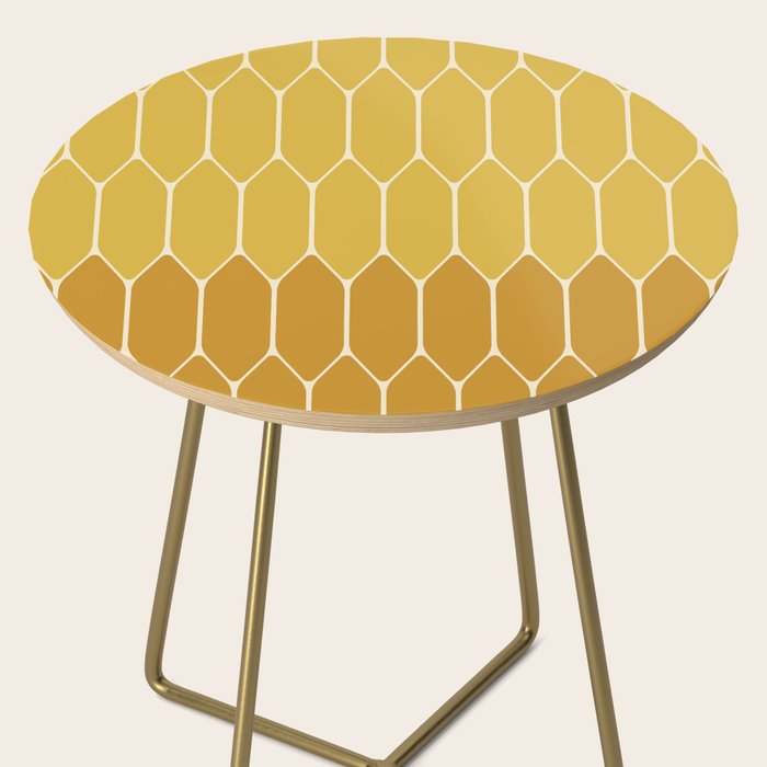 Minimalist Geometric Long Honeycomb Two-Toned Pattern in Light and Dark Mustard Side Table Gallery Image 2