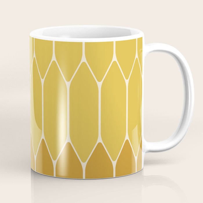 Minimalist Geometric Long Honeycomb Two-Toned Pattern in Light and Dark Mustard Coffee Mug Gallery Image 1