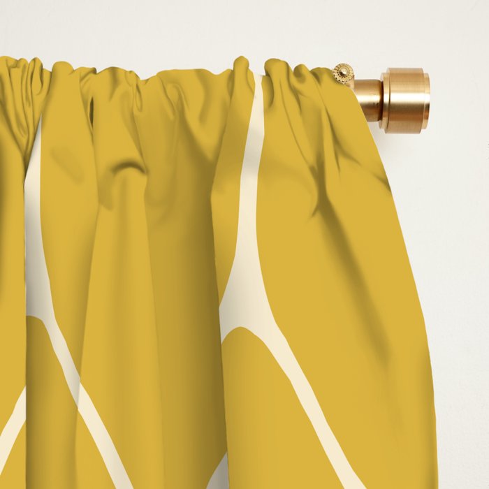 Minimalist Geometric Long Honeycomb Two-Toned Pattern in Light and Dark Mustard Window Curtain Gallery Image 2