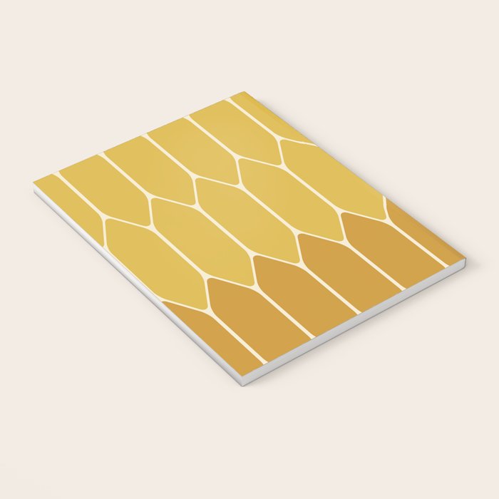 Minimalist Geometric Long Honeycomb Two-Toned Pattern in Light and Dark Mustard Notebook Gallery Image 3
