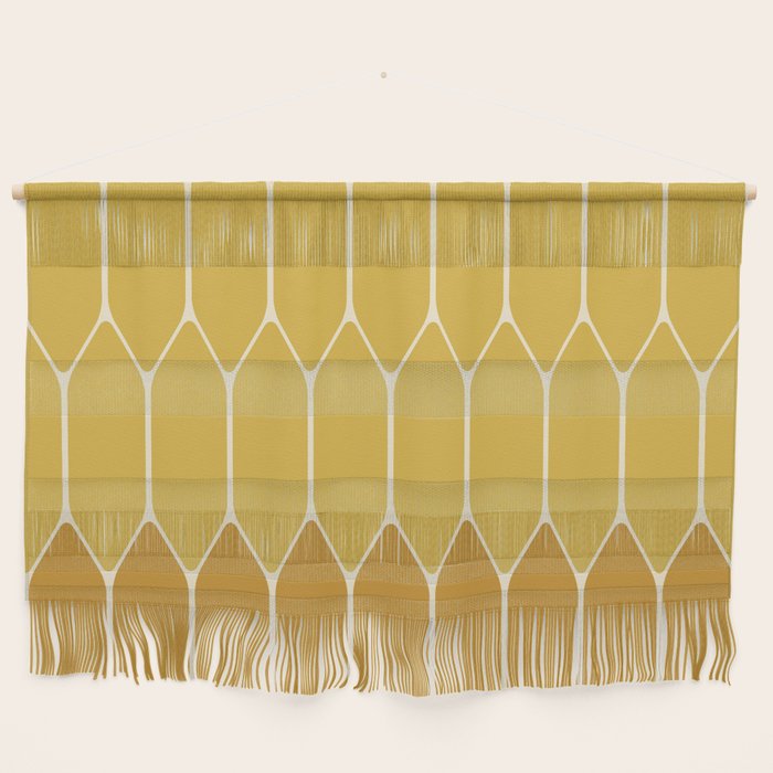 Minimalist Geometric Long Honeycomb Two-Toned Pattern in Light and Dark Mustard Wall Hanging Gallery Image 1