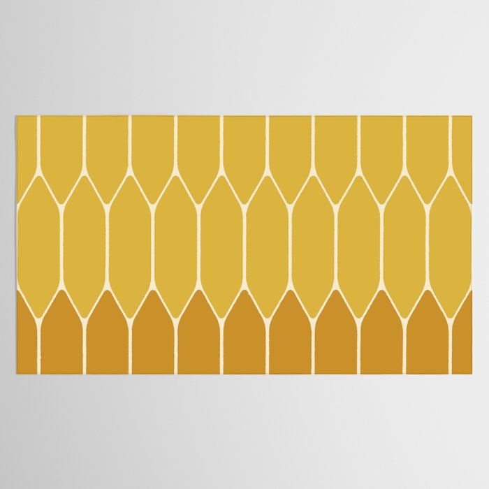 Minimalist Geometric Long Honeycomb Two-Toned Pattern in Light and Dark Mustard Tablecloth Gallery Image 2