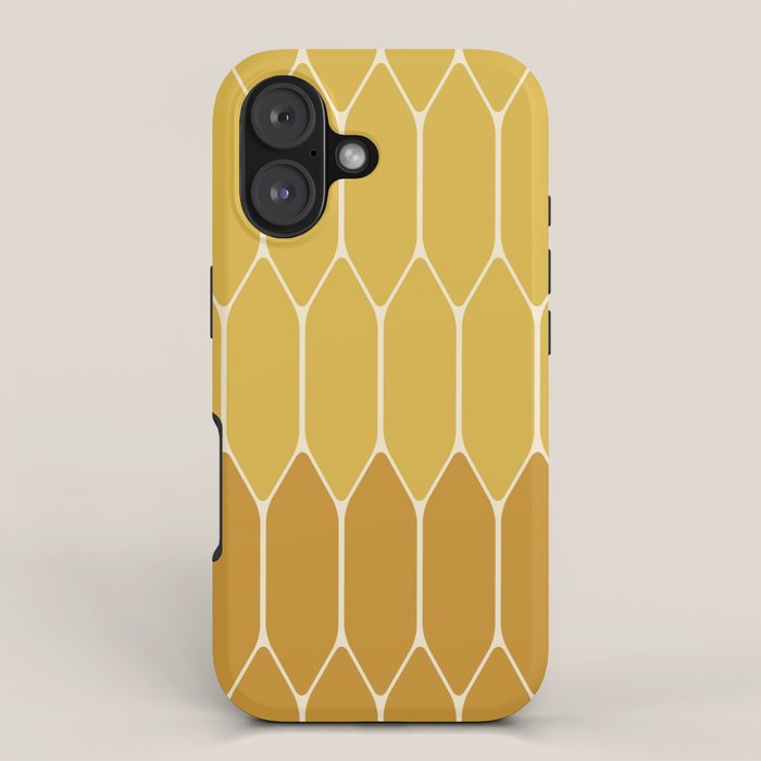 Minimalist Geometric Long Honeycomb Two-Toned Pattern in Light and Dark Mustard iPhone Case Gallery Image 1