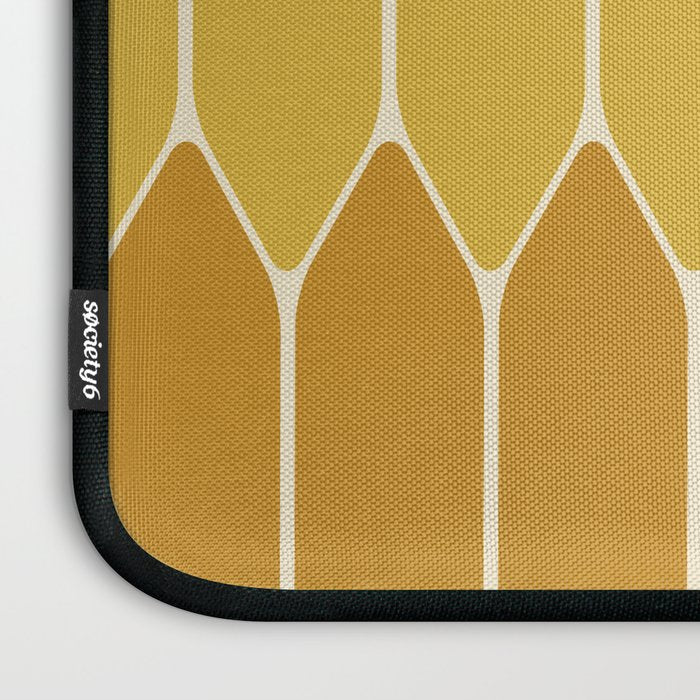 Minimalist Geometric Long Honeycomb Two-Toned Pattern in Light and Dark Mustard Laptop Sleeve Gallery Image 3