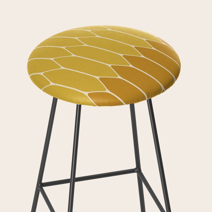 Minimalist Geometric Long Honeycomb Two-Toned Pattern in Light and Dark Mustard Stool Gallery Image 2