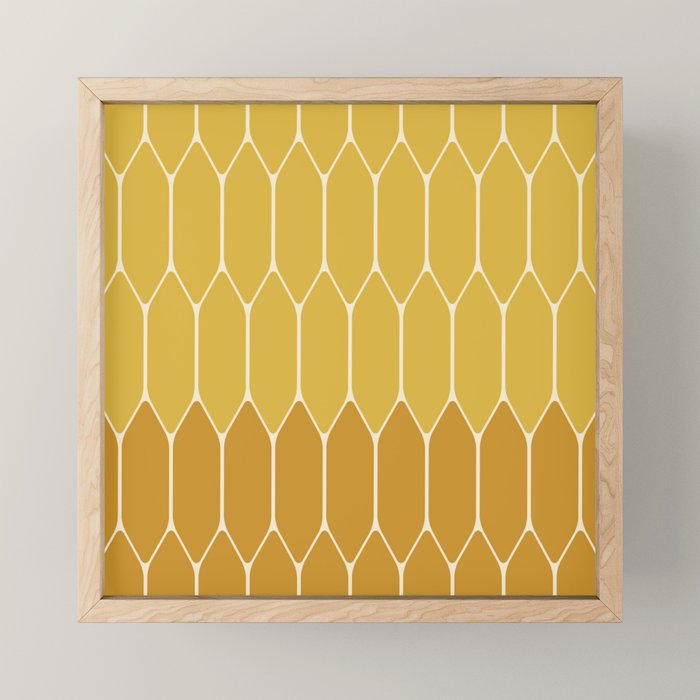 Minimalist Geometric Long Honeycomb Two-Toned Pattern in Light and Dark Mustard Mini Art Print Gallery Image 1