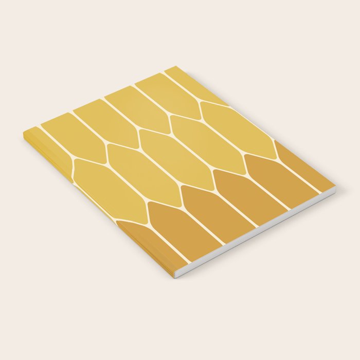 Minimalist Geometric Long Honeycomb Two-Toned Pattern in Light and Dark Mustard Notebook Gallery Image 2