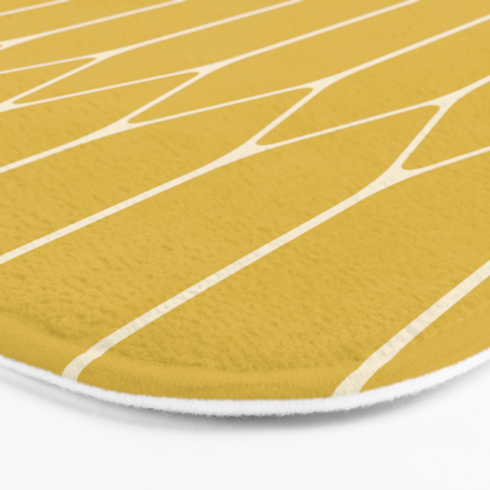 Minimalist Geometric Long Honeycomb Two-Toned Pattern in Light and Dark Mustard Bath Mat Gallery Image 3