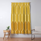 Minimalist Geometric Long Honeycomb Two-Toned Pattern in Light and Dark Mustard Window Curtain Gallery Image 5
