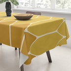 Minimalist Geometric Long Honeycomb Two-Toned Pattern in Light and Dark Mustard Tablecloth Gallery Image 3