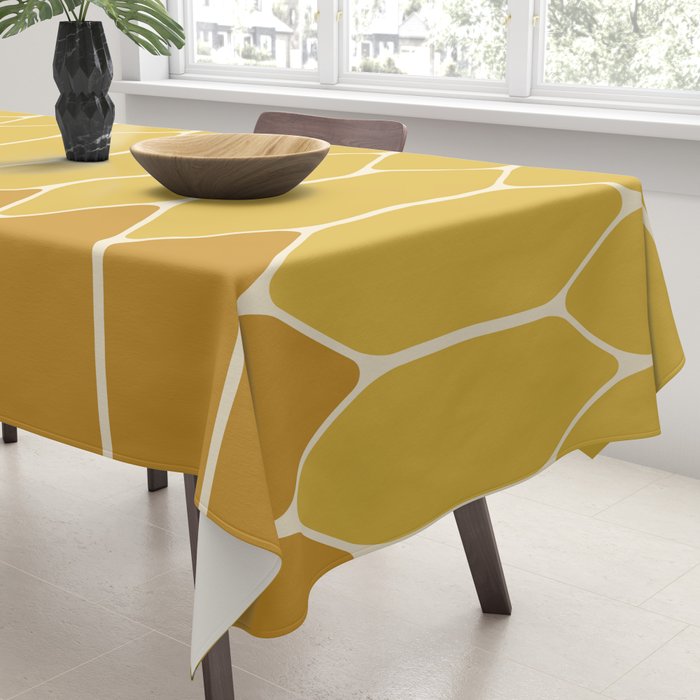 Minimalist Geometric Long Honeycomb Two-Toned Pattern in Light and Dark Mustard Tablecloth Gallery Image 3