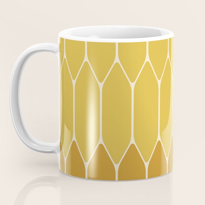 Minimalist Geometric Long Honeycomb Two-Toned Pattern in Light and Dark Mustard Coffee Mug Gallery Image 3