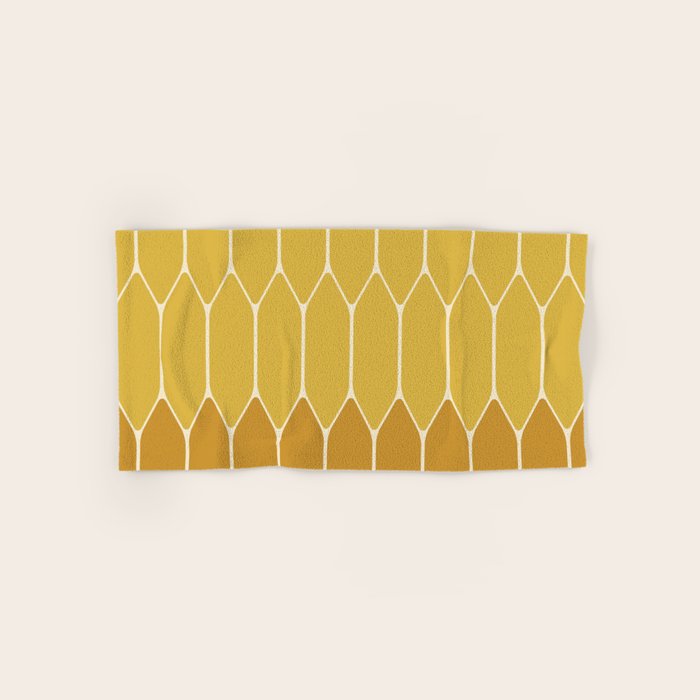 Minimalist Geometric Long Honeycomb Two-Toned Pattern in Light and Dark Mustard Bath Towel Gallery Image 1