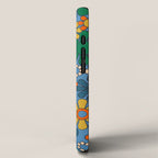 Groovy Retro Garden Flowers 60s 70s Multicolor Floral Pattern on Blue iPhone Case Gallery Image 2