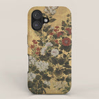 Flowers & Grapes Vintage Japanese Floral Gold Leaf Screen iPhone Case Gallery Image 1