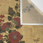 Flowers & Grapes Vintage Japanese Floral Gold Leaf Screen Wall Tapestry Gallery Image 3