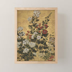 Flowers & Grapes Vintage Japanese Floral Gold Leaf Screen Mini Art Print Gallery Image 1