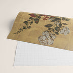 Flowers & Grapes Vintage Japanese Floral Gold Leaf Screen Wrapping Paper Gallery Image 2
