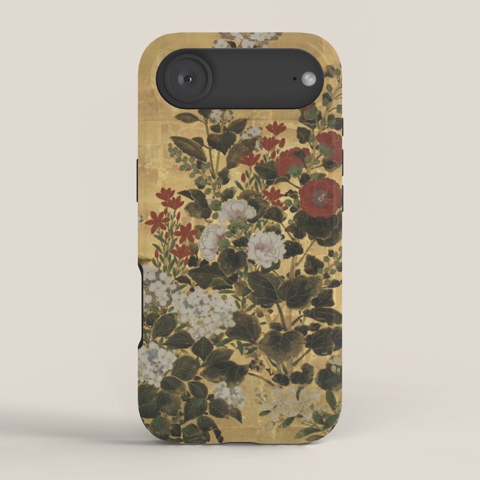 Flowers & Grapes Vintage Japanese Floral Gold Leaf Screen iPhone Case Gallery Image 2