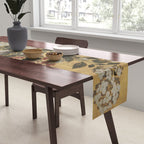 Flowers & Grapes Vintage Japanese Floral Gold Leaf Screen Table Runner Gallery Image 2