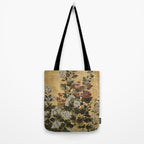 Flowers & Grapes Vintage Japanese Floral Gold Leaf Screen Tote Bag Gallery Image 2