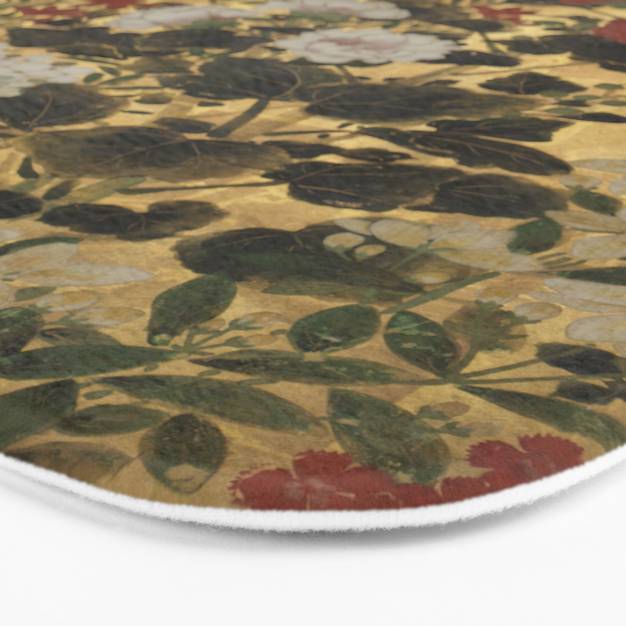 Flowers & Grapes Vintage Japanese Floral Gold Leaf Screen Bath Mat Gallery Image 3