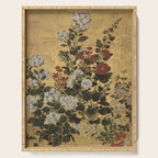 Flowers & Grapes Vintage Japanese Floral Gold Leaf Screen Serving Tray Gallery Image 1