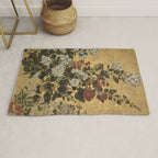 Flowers & Grapes Vintage Japanese Floral Gold Leaf Screen Rug Gallery Image 1