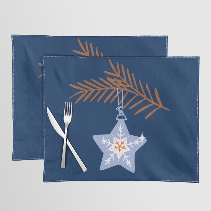 Cheerful twinkle Christmas star blue Placemat Gallery Image 1