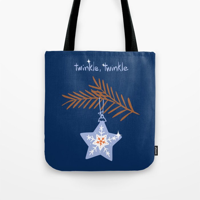 Cheerful twinkle Christmas star blue Tote Bag Gallery Image 1