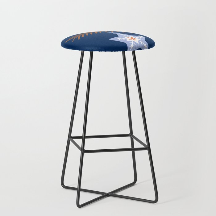 Cheerful twinkle Christmas star blue Stool Gallery Image 1