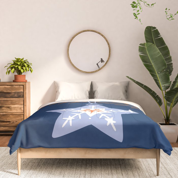 Cheerful twinkle Christmas star blue Comforter Gallery Image 3