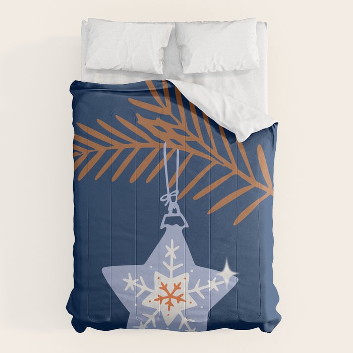 Cheerful twinkle Christmas star blue Comforter Gallery Image 1