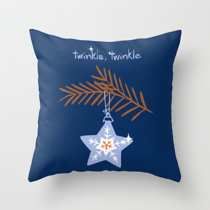 Cheerful twinkle Christmas star blue Throw Pillow Gallery Image 6