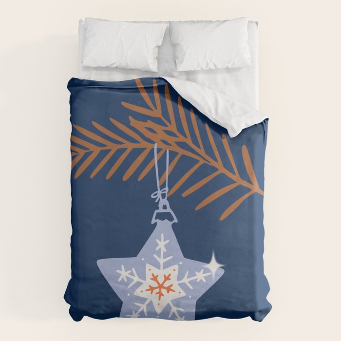 Cheerful twinkle Christmas star blue Duvet Cover Gallery Image 1