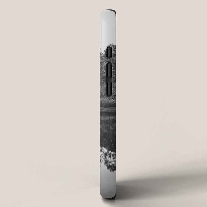 Cathedral Rocks and Reflections, Yosemite black and white photograph by Charles Leander Weed iPhone Case Gallery Image 2