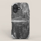 Cathedral Rocks and Reflections, Yosemite black and white photograph by Charles Leander Weed iPhone Case Gallery Image 1