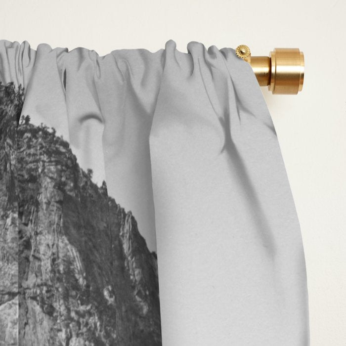 Cathedral Rocks and Reflections, Yosemite black and white photograph by Charles Leander Weed Window Curtain Gallery Image 2