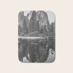 Cathedral Rocks and Reflections, Yosemite black and white photograph by Charles Leander Weed Bath Mat Gallery Image 1