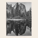Cathedral Rocks and Reflections, Yosemite black and white photograph by Charles Leander Weed Poster Gallery Image 4