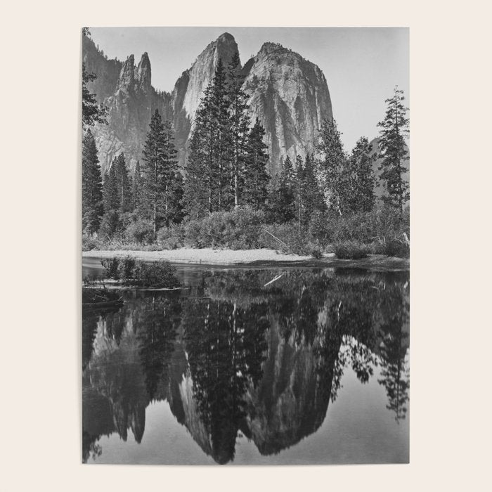 Cathedral Rocks and Reflections, Yosemite black and white photograph by Charles Leander Weed Poster Gallery Image 4