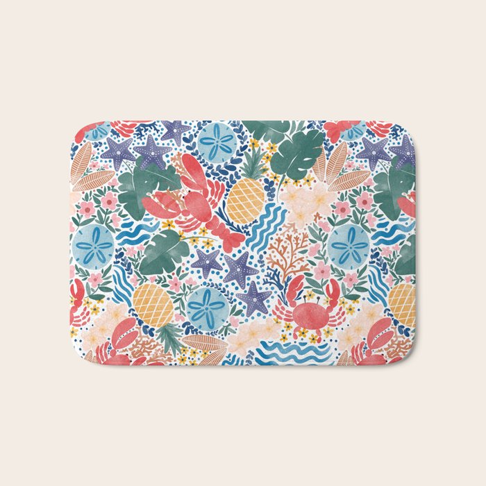 Seaside Floral Dream Bath Mat Gallery Image 1