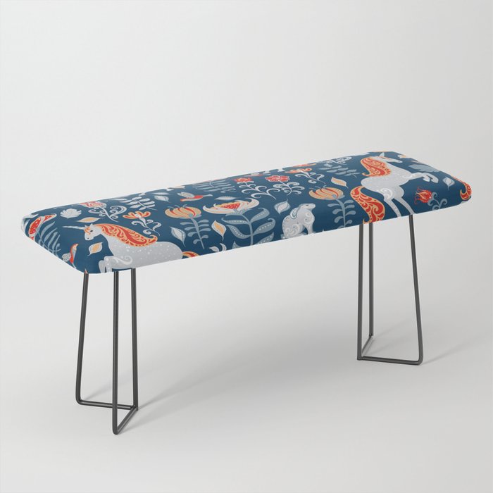 Magical Medieval Unicorn Botanical Bench Gallery Image 1