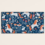 Magical Medieval Unicorn Botanical Desk Mat Gallery Image 3
