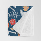 Magical Medieval Unicorn Botanical Throw Blanket Gallery Image 3